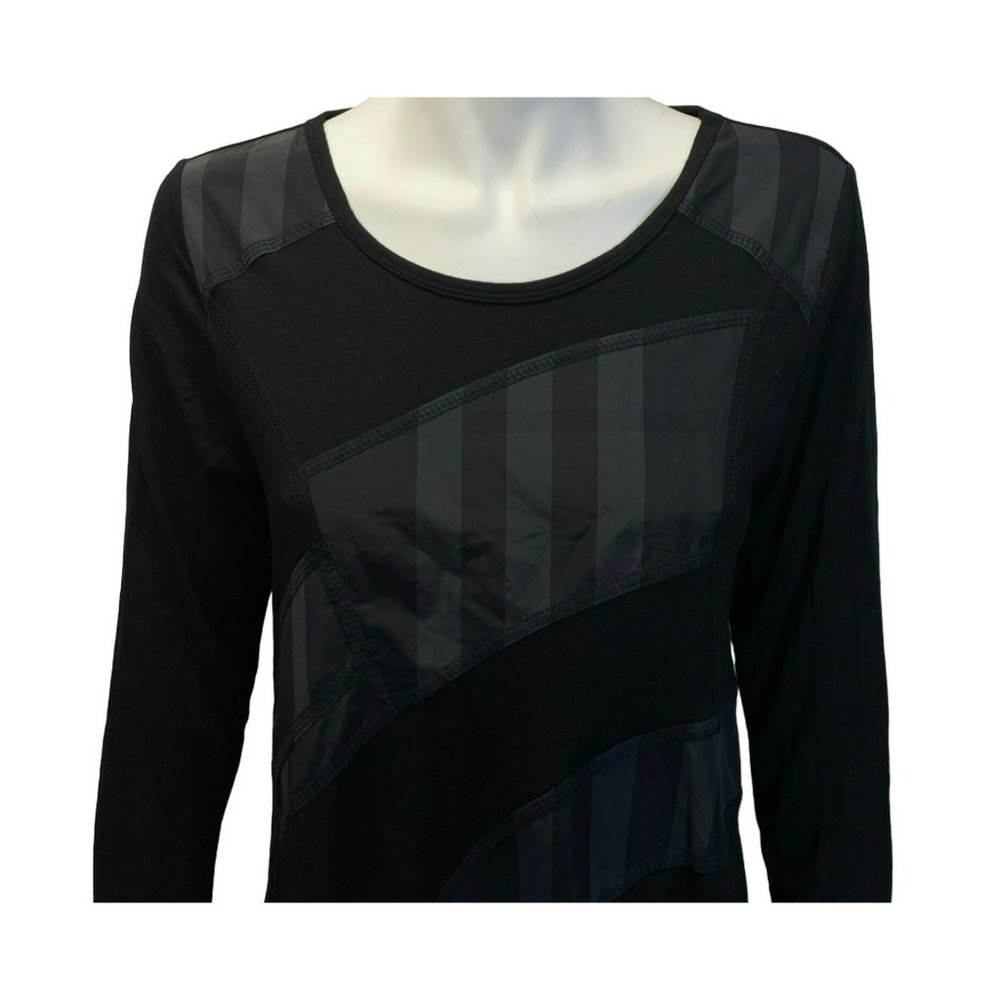 Sun Kim Black Lagenlook Artsy Asymmetrical Tunic Dress Size Small Top Blouse - Picture 2 of 8